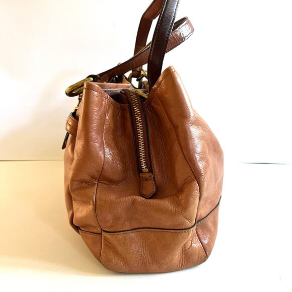 COACH Leather TURNLOCK Chelsea Jayden Satchel, Brown + Dustbag + Care Cards - Picture 9 of 15